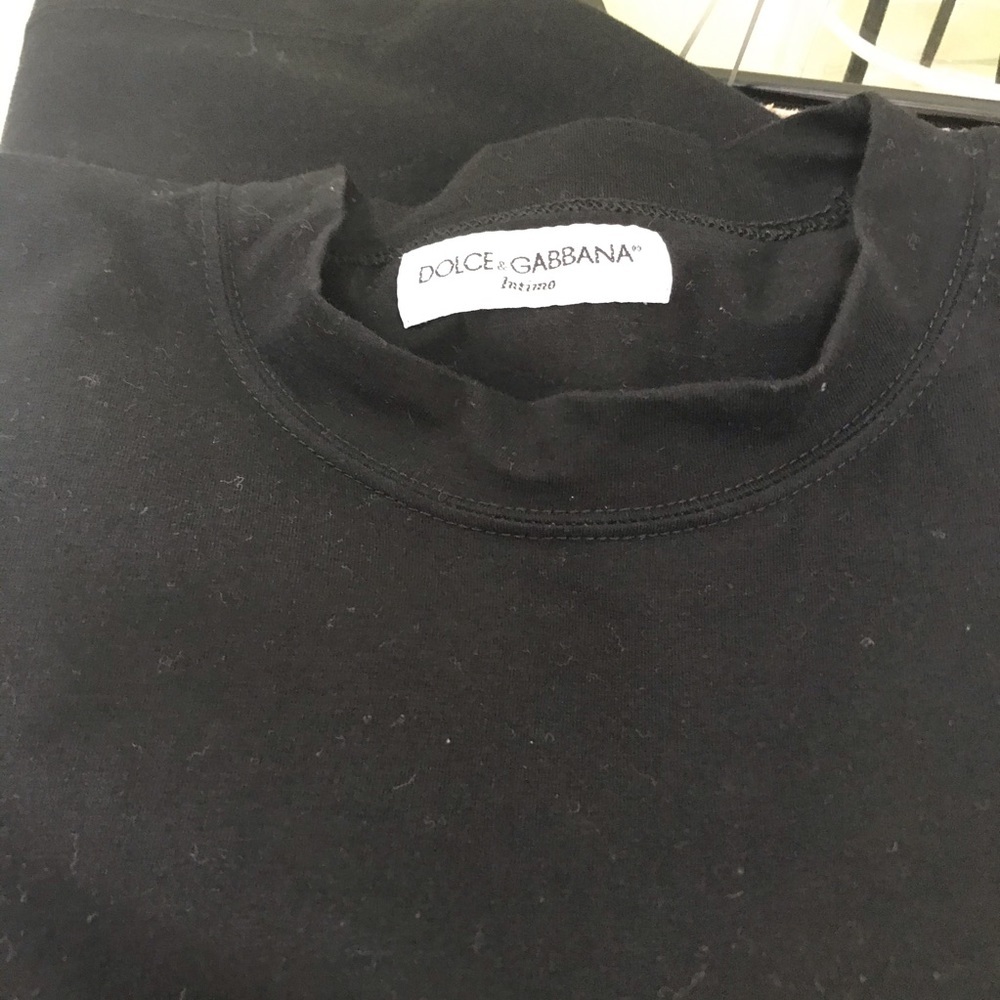 Dolce & Gabbana D&G Logo Vintage 90s L Top T Shirt Stretch Long Tunic Black Goth - Picture 8 of 16